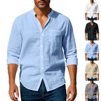 Men's Shirt – Long Sleeve Mandarin Collar Breathable Casual...