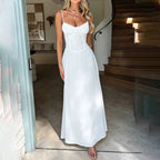 Women's Lace-Up Slip Dress – Solid Color A-Line Sleeveless Tie...