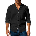 Men's Shirt – Long Sleeve Mandarin Collar Breathable Casual...