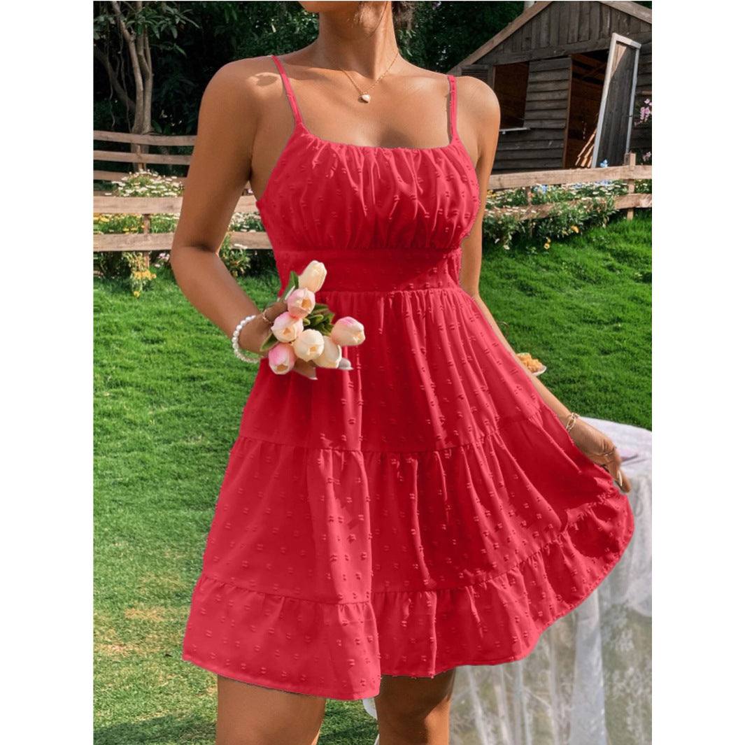 Women's Polka Dot Slip Dress – Spaghetti Strap Summer Sundress –...