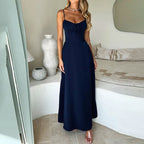 Women's Lace-Up Slip Dress – Solid Color A-Line Sleeveless Tie...