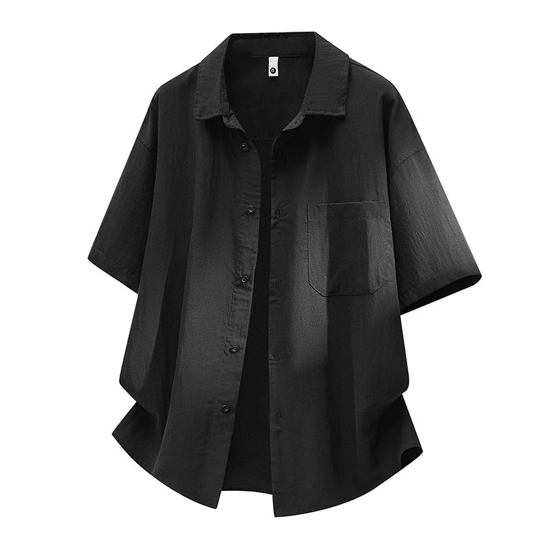 Men's Ice Silk Linen Shirt – Summer Casual Short Sleeve Sun...