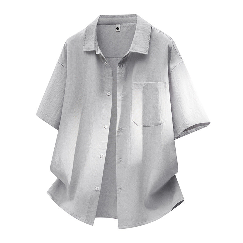 Men's Ice Silk Linen Shirt – Summer Casual Short Sleeve Sun...