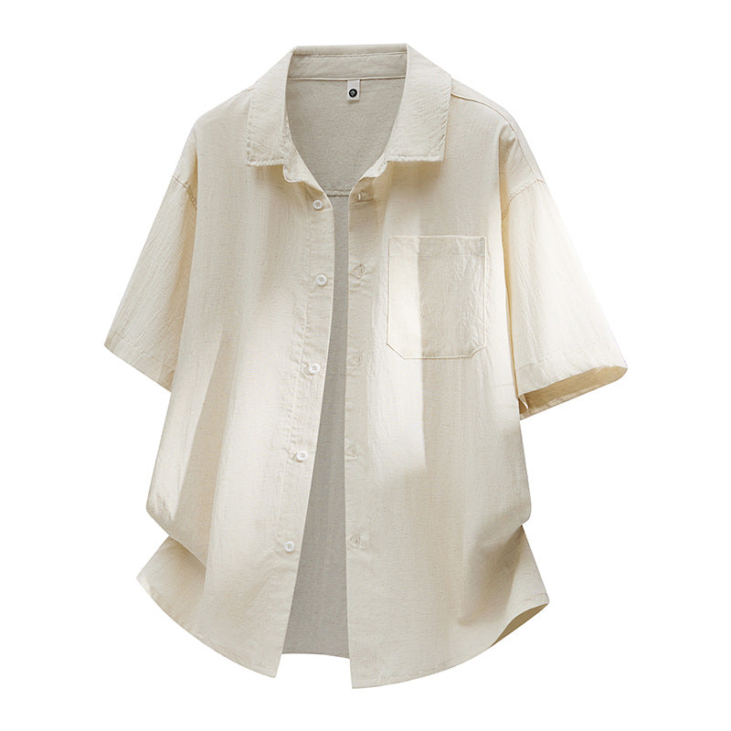 Men's Ice Silk Linen Shirt – Summer Casual Short Sleeve Sun...