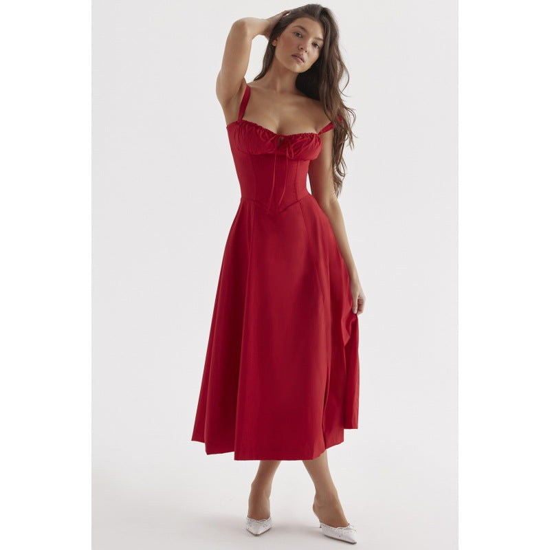 Women's Elegant Slip Dress – Summer Solid Color Spaghetti Strap...