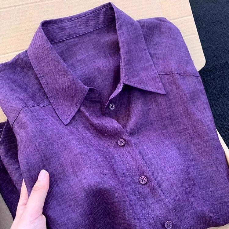 Men's Raspberry Pink Linen Shirt – Lightweight Sun Protection...