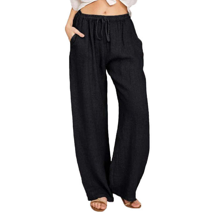 Women's Wide-Leg Linen Pants – Casual Loose Straight-Leg Summer...