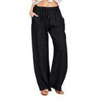 Women's Wide-Leg Linen Pants – Casual Loose Straight-Leg Summer...