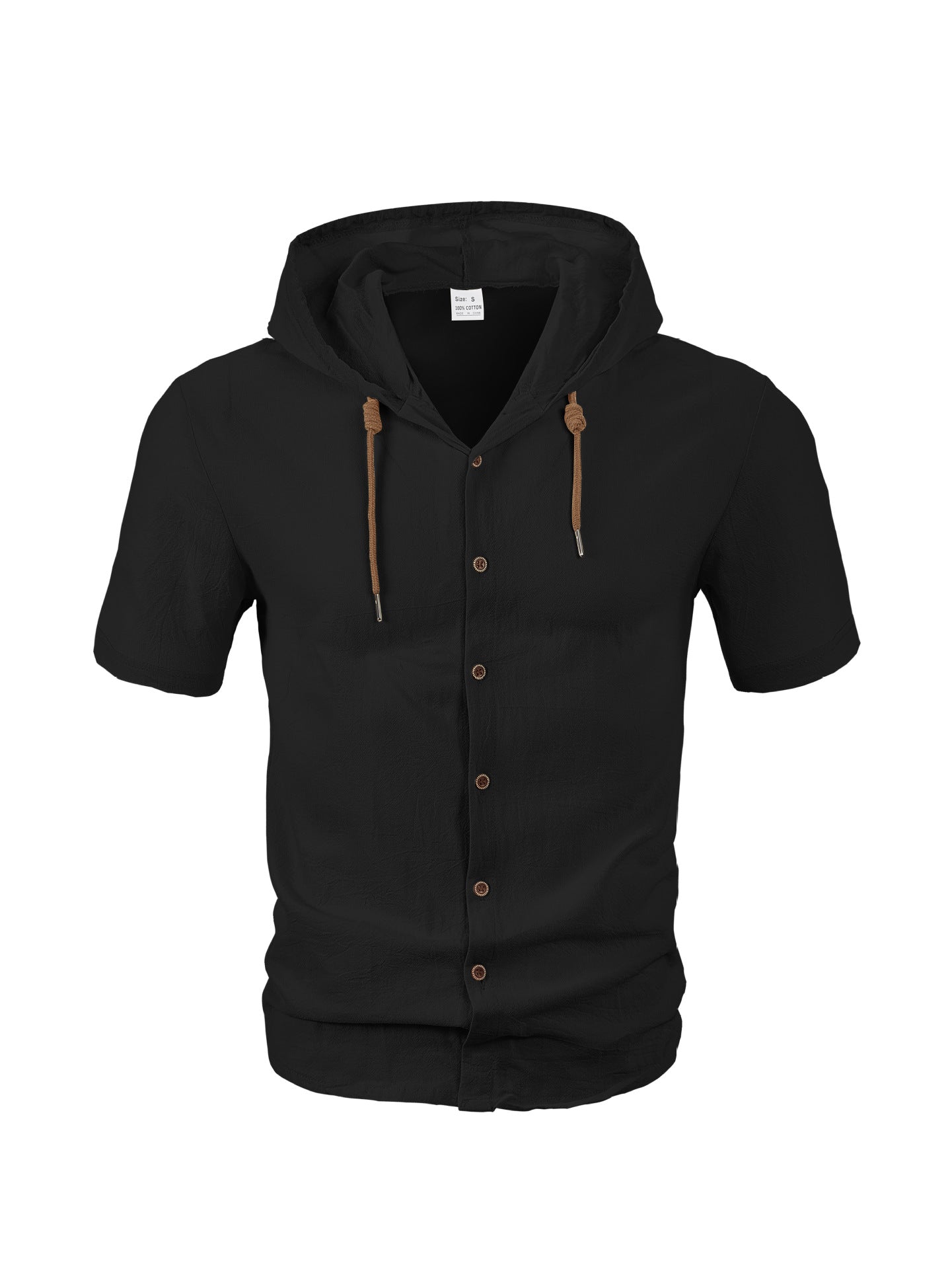 Men's Linen Hooded Short Sleeve Shirt – Loose Fit Lightweight...