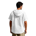 Men's Linen Hooded Short Sleeve Shirt – Loose Fit Lightweight...