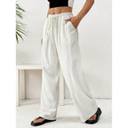 Women's Wide-Leg Linen Pants – Casual Loose Straight-Leg Summer...
