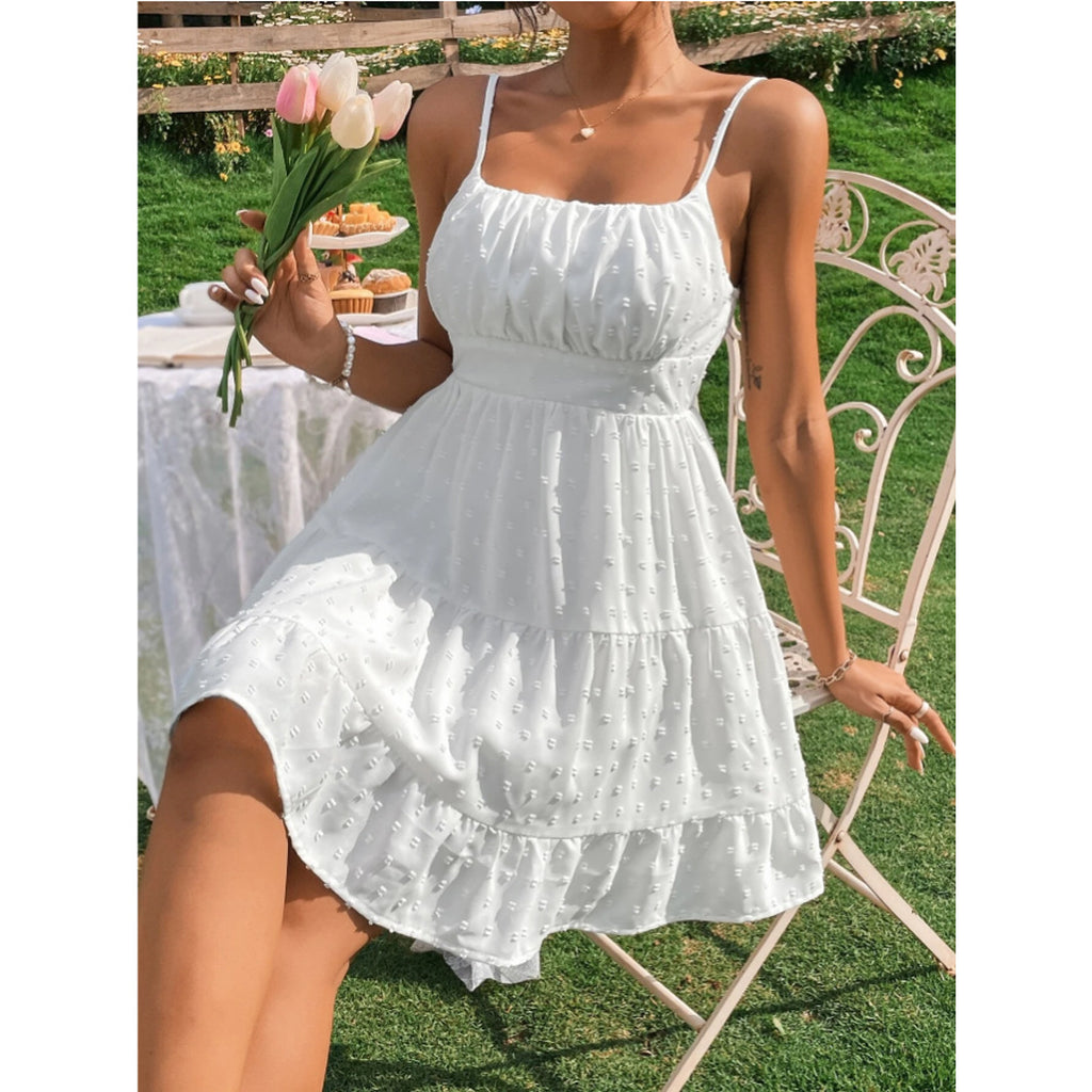 Women's Polka Dot Slip Dress – Spaghetti Strap Summer Sundress –...