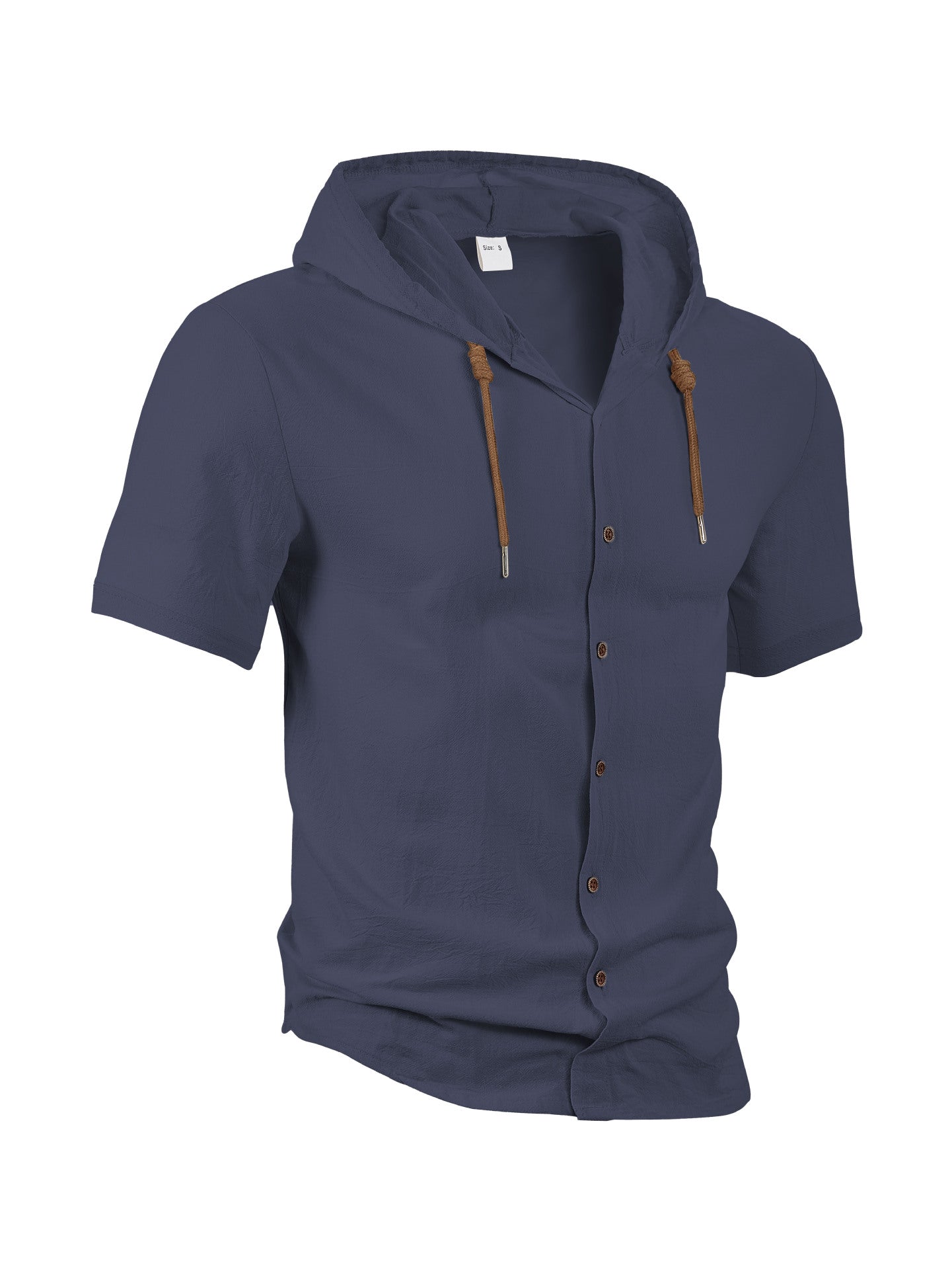 Men's Linen Hooded Short Sleeve Shirt – Loose Fit Lightweight...