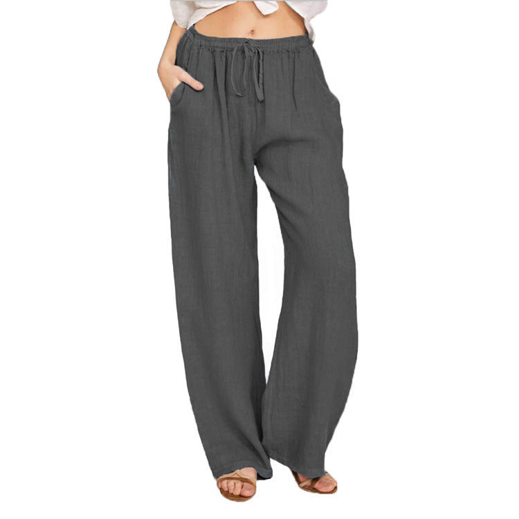 Women's Wide-Leg Linen Pants – Casual Loose Straight-Leg Summer...