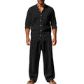 Men’s Linen Two Piece Set – Breathable Casual Shirt & Loose...