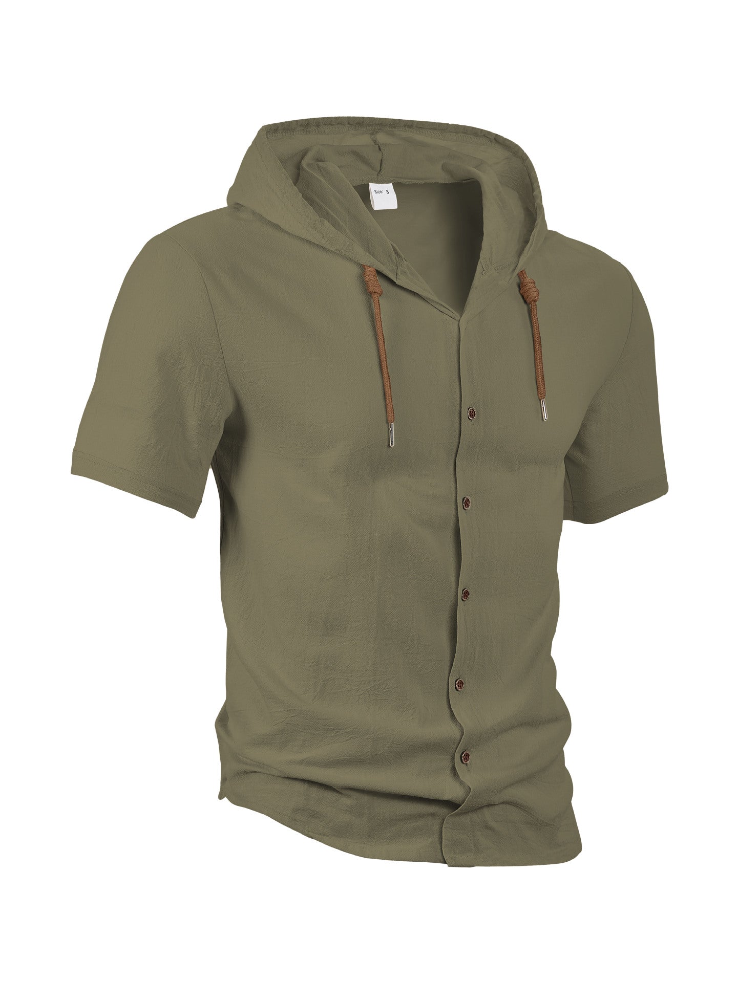 Men's Linen Hooded Short Sleeve Shirt – Loose Fit Lightweight...
