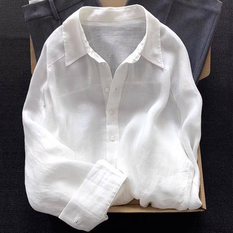 Men's Raspberry Pink Linen Shirt – Lightweight Sun Protection...
