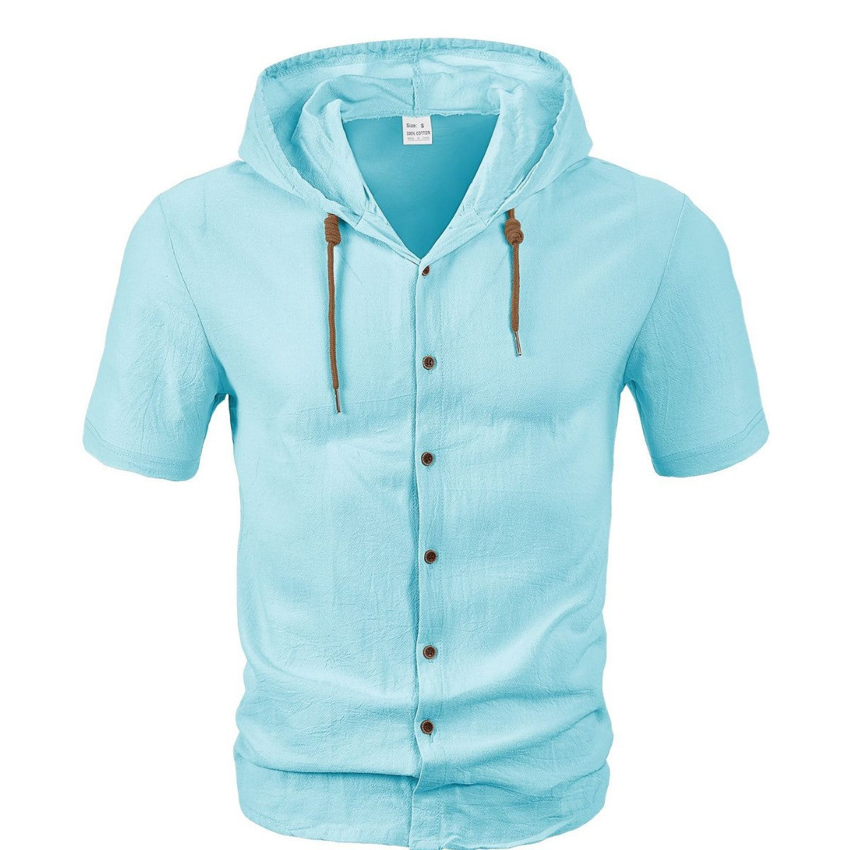 Men's Linen Hooded Short Sleeve Shirt – Loose Fit Lightweight...