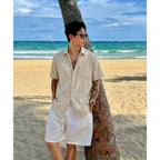 Men's Ice Silk Linen Shirt – Summer Casual Short Sleeve Sun...