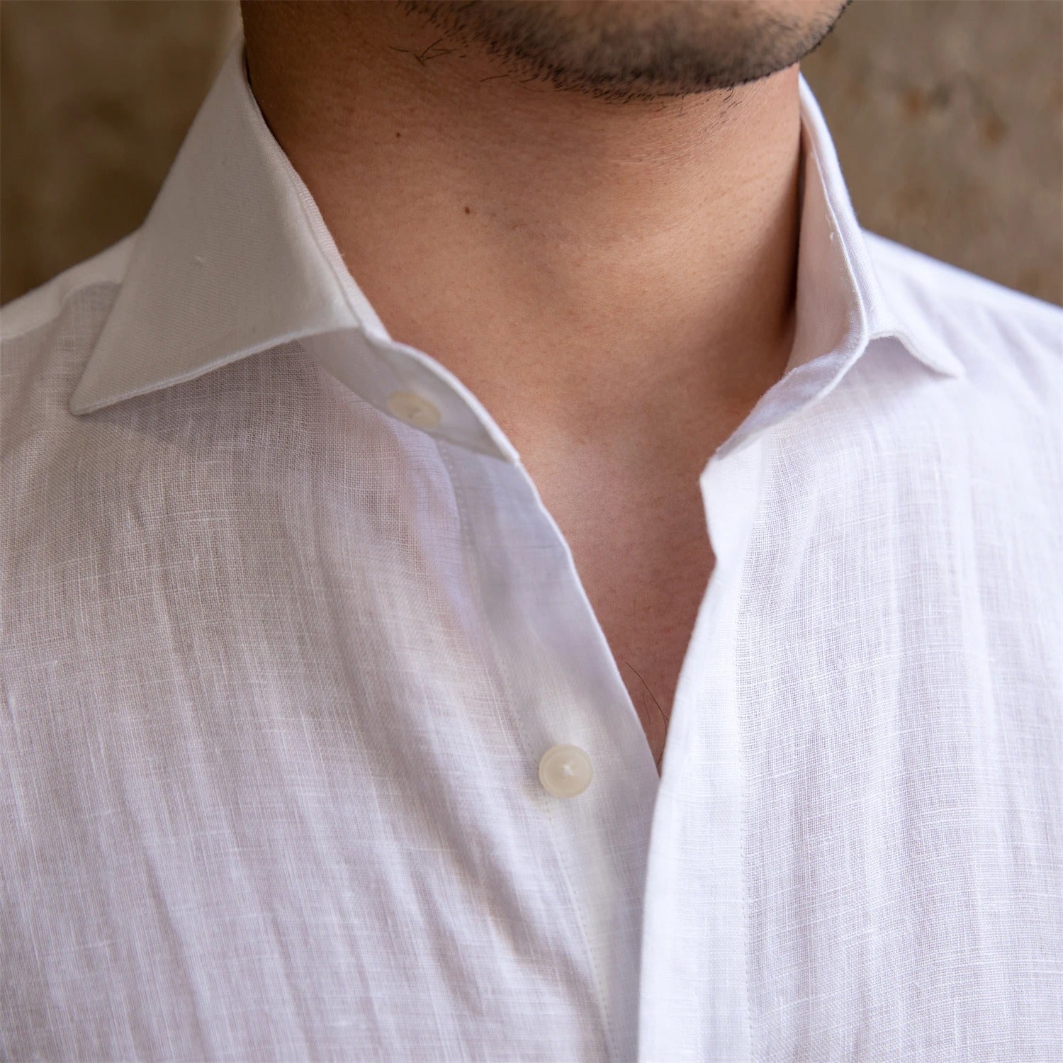 Old Money Collection | Mens White Linen Shirt with Spread Collar | Breathable Fabric for Timeless Elegance