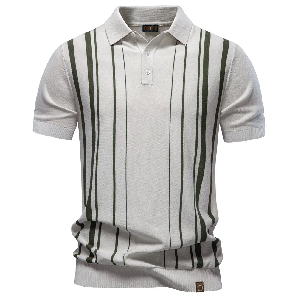 Oliver Collection | Vertical Stripe Polo Shirt with Soft Knit Fabric | Stylish Casual Wear for Everyday Comfort