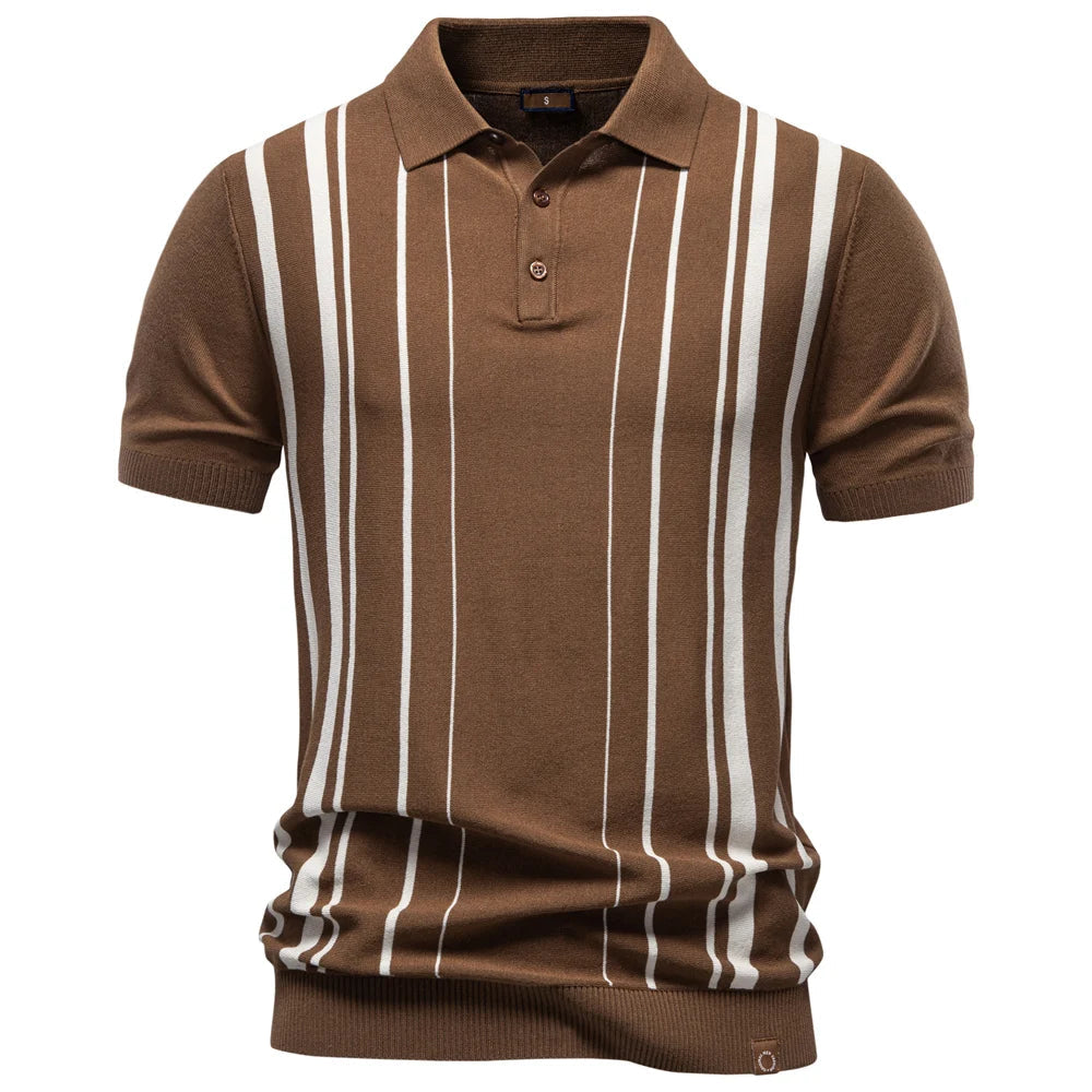 Oliver Collection | Vertical Stripe Polo Shirt with Soft Knit Fabric | Stylish Casual Wear for Everyday Comfort