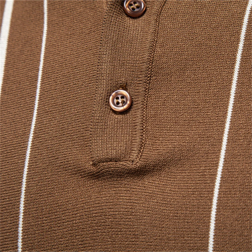 Oliver Collection | Vertical Stripe Polo Shirt with Soft Knit Fabric | Stylish Casual Wear for Everyday Comfort