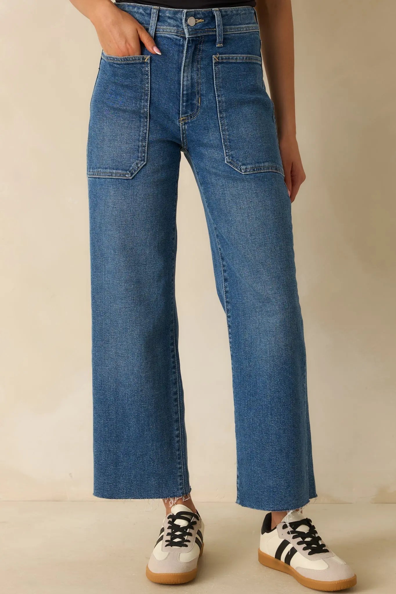Women's On Your Way Medium Wash Utility Jeans | 96% Cotton 2