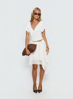 Women's Ophella Tie Waist Chiffon Midi Skirt Cream | Chiffon midi skirt with tie waist detail 2