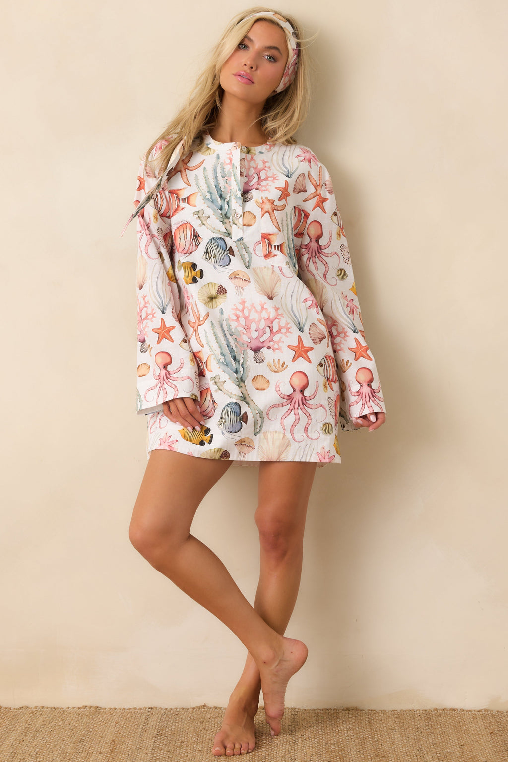 Women's Paradisa Biscayne Bay Multi Cotton Linen Mini Dress | 55% Linen & 45% Cotton 0