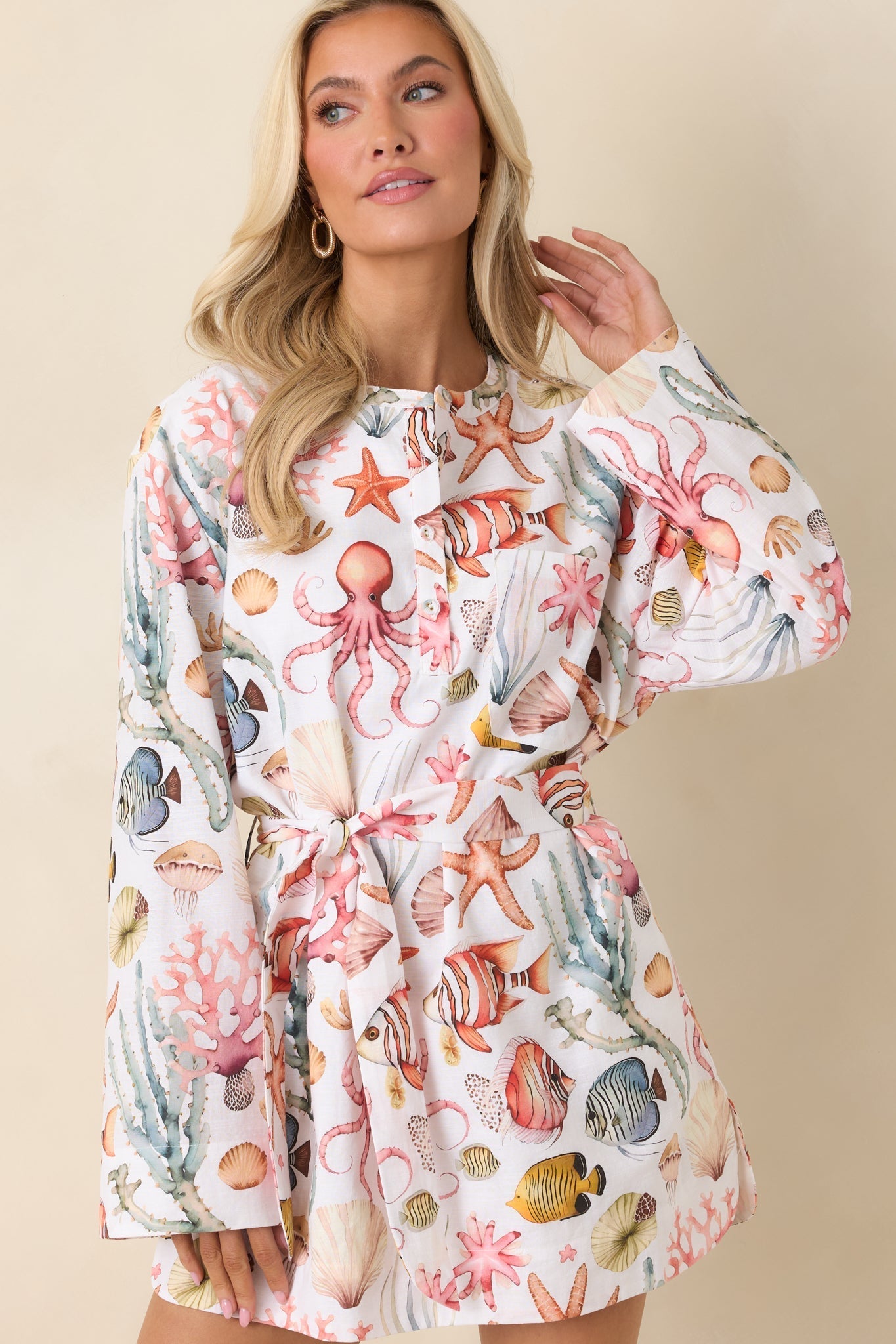 Women's Paradisa Biscayne Bay Multi Cotton Linen Mini Dress | 55% Linen & 45% Cotton 3