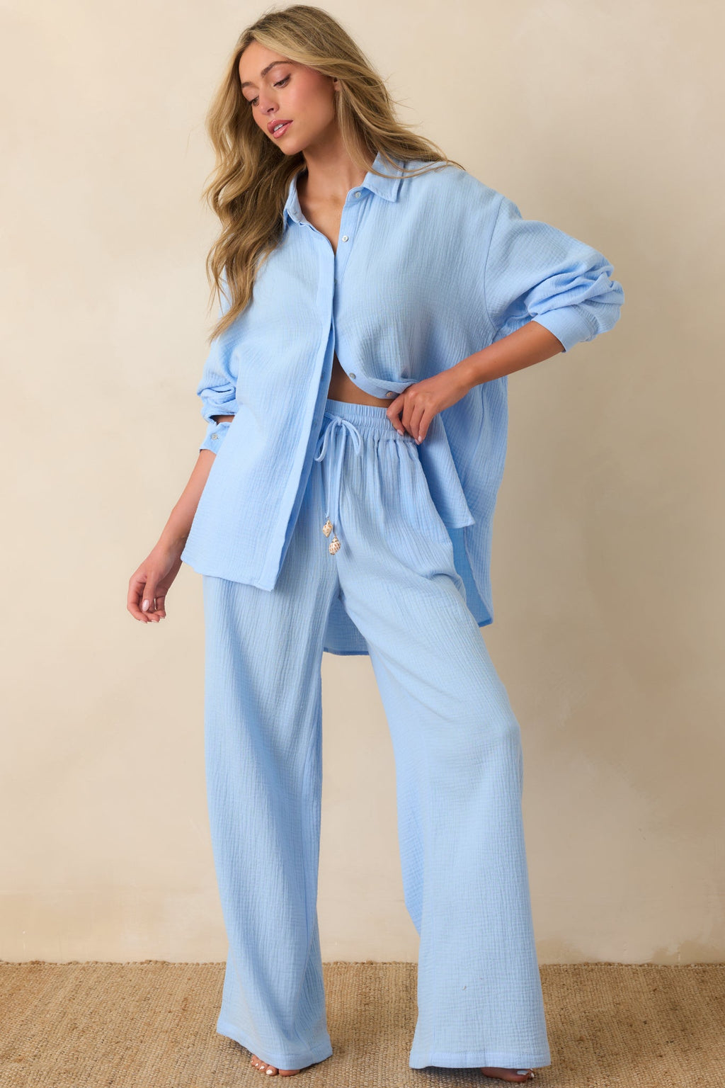 Women's Paradisa Dunedin Oceana Blue Cotton Drawstring Pants | 100% Cotton 1