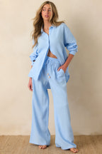 Women's Paradisa Dunedin Oceana Blue Cotton Drawstring Pants | 100% Cotton 2