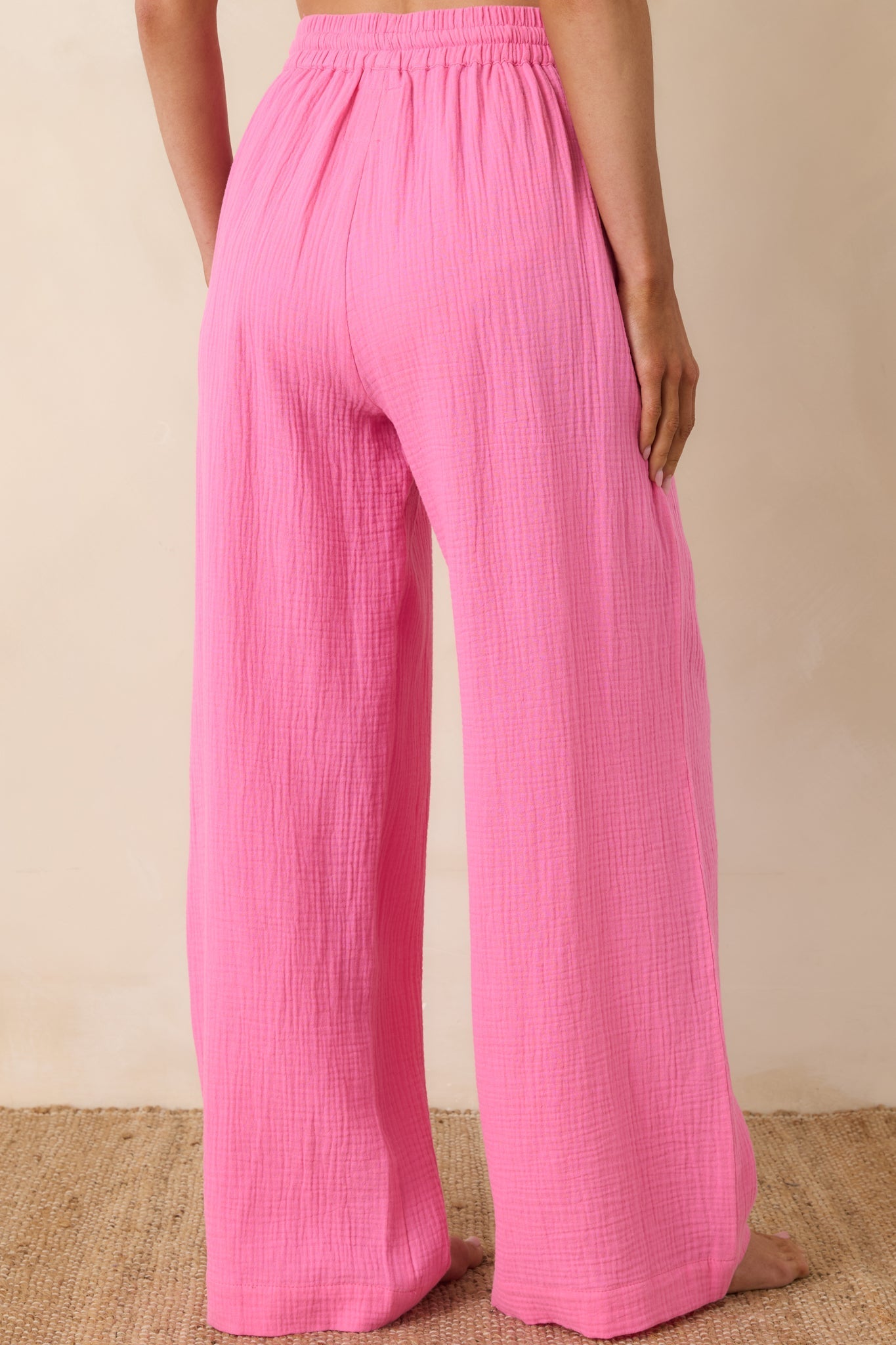 Women's Paradisa Dunedin Pink Cotton Wide Leg Drawstring Pants | 100% Cotton 6