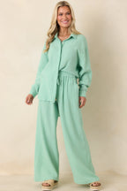 Women's Paradisa Dunedin Seaglass Green Cotton Drawstring Pants | 100% Cotton 3