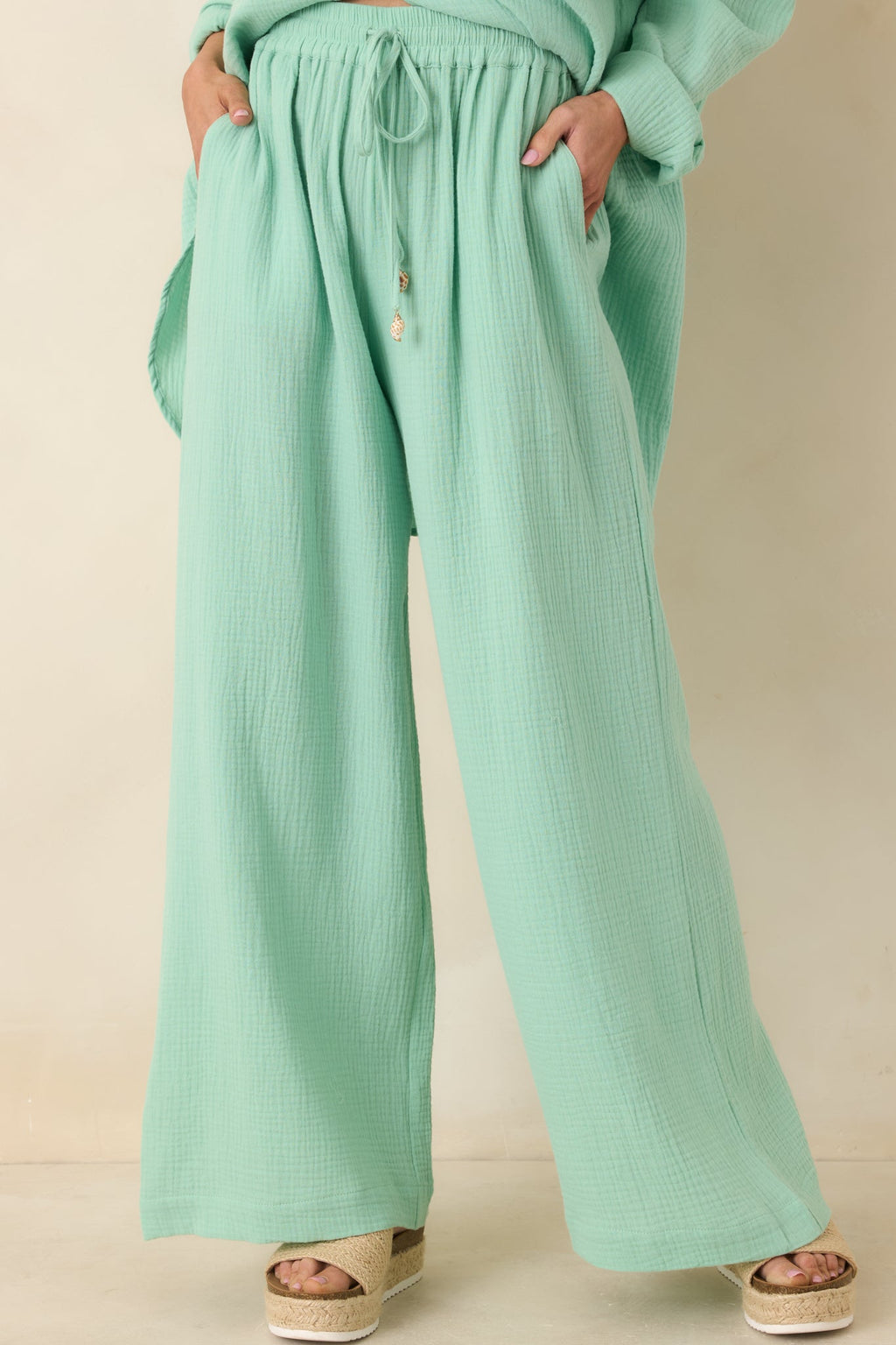 Women's Paradisa Dunedin Seaglass Green Cotton Drawstring Pants | 100% Cotton 4