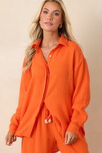 Women's Paradisa Naples Orange Cotton Button-Up Top | 100% Cotton 1