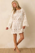 Women's Paradisa Sea La Vie Ivory Embroidered Lace Cover Up Mini Dress | Self: 60% Cotton & 40% Polyester 0