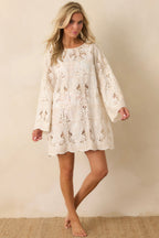 Women's Paradisa Sea La Vie Ivory Embroidered Lace Cover Up Mini Dress | Self: 60% Cotton & 40% Polyester 2