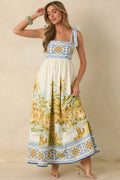 Women's Paradise in Sunlight Ivory Multi Tie-Strap Cotton Maxi Dress | 100% Cotton 0
