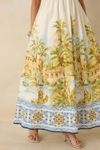 Women's Paradise in Sunlight Ivory Multi Tie-Strap Cotton Maxi Dress | 100% Cotton 6