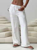 Women's Parklea Linen Blend Pants White | Linen straight-leg pants 0