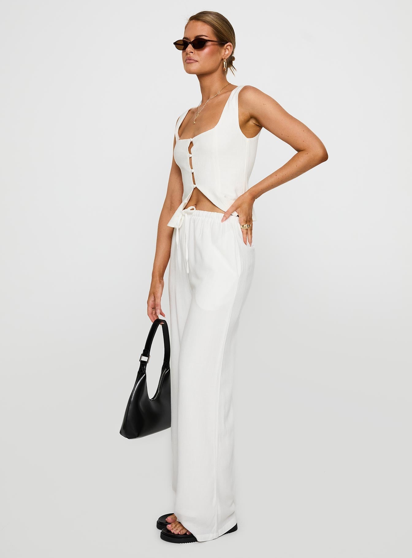 Women's Parklea Linen Blend Pants White | Linen straight-leg pants 3