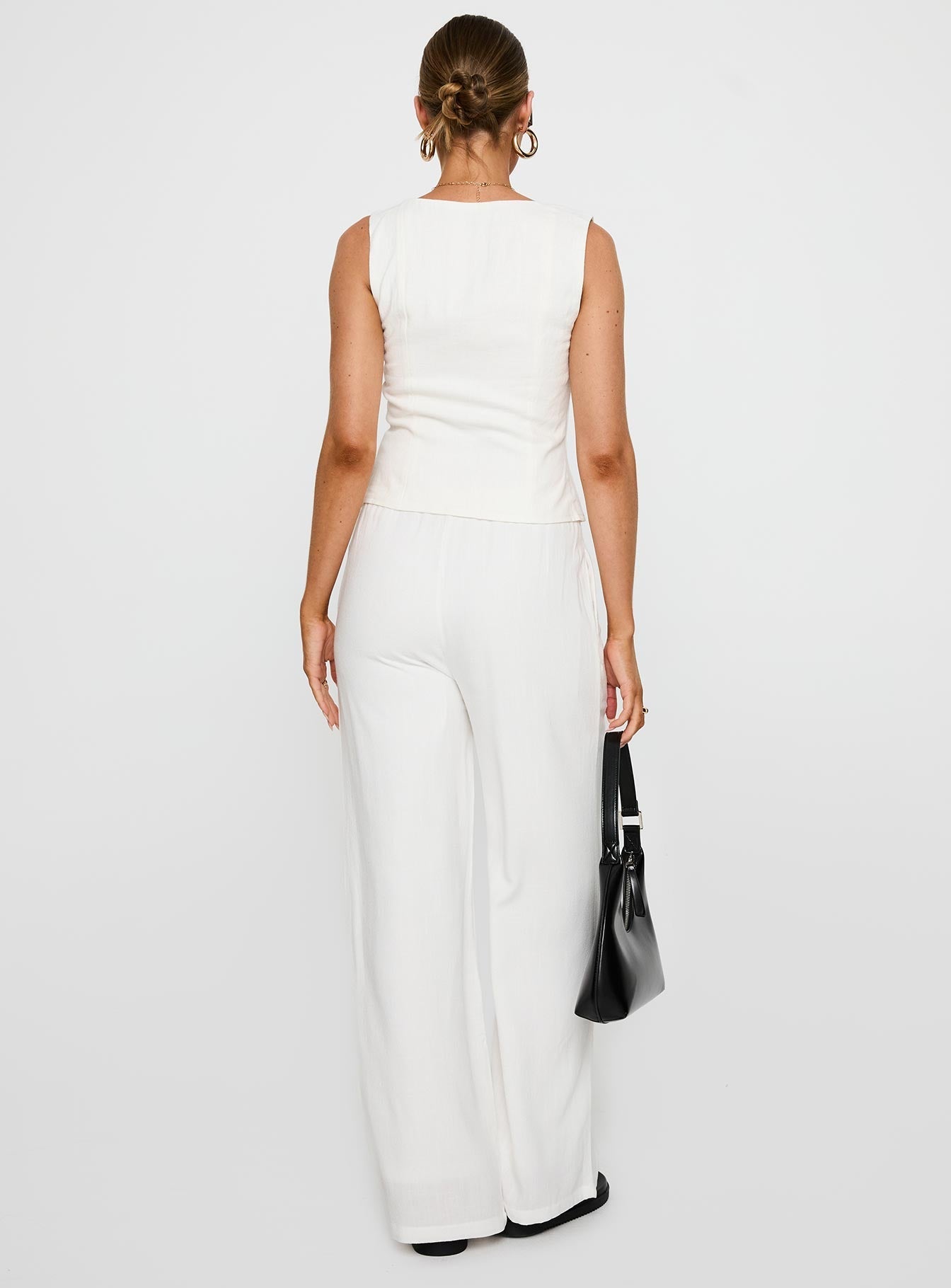 Women's Parklea Linen Blend Pants White | Linen straight-leg pants 4