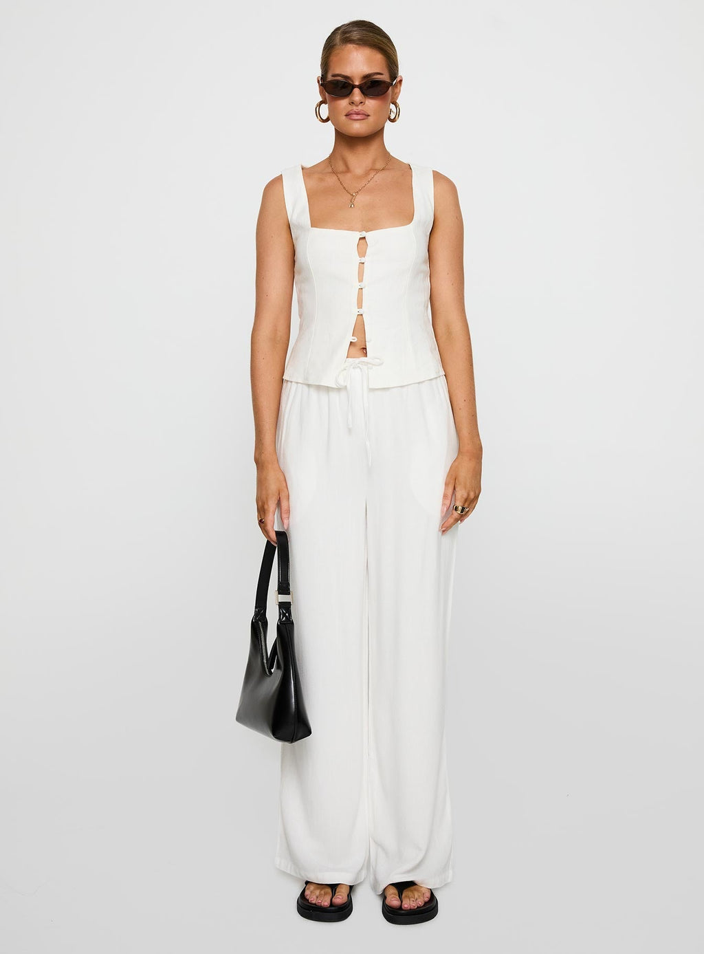 Women's Parklea Linen Blend Pants White | Linen straight-leg pants 6