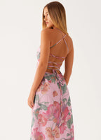 Women's Peggy Collection | Maxi Dress with Square Neckline & Criss-Cross Straps | Elegant Floral Design for Timeless Sty 1