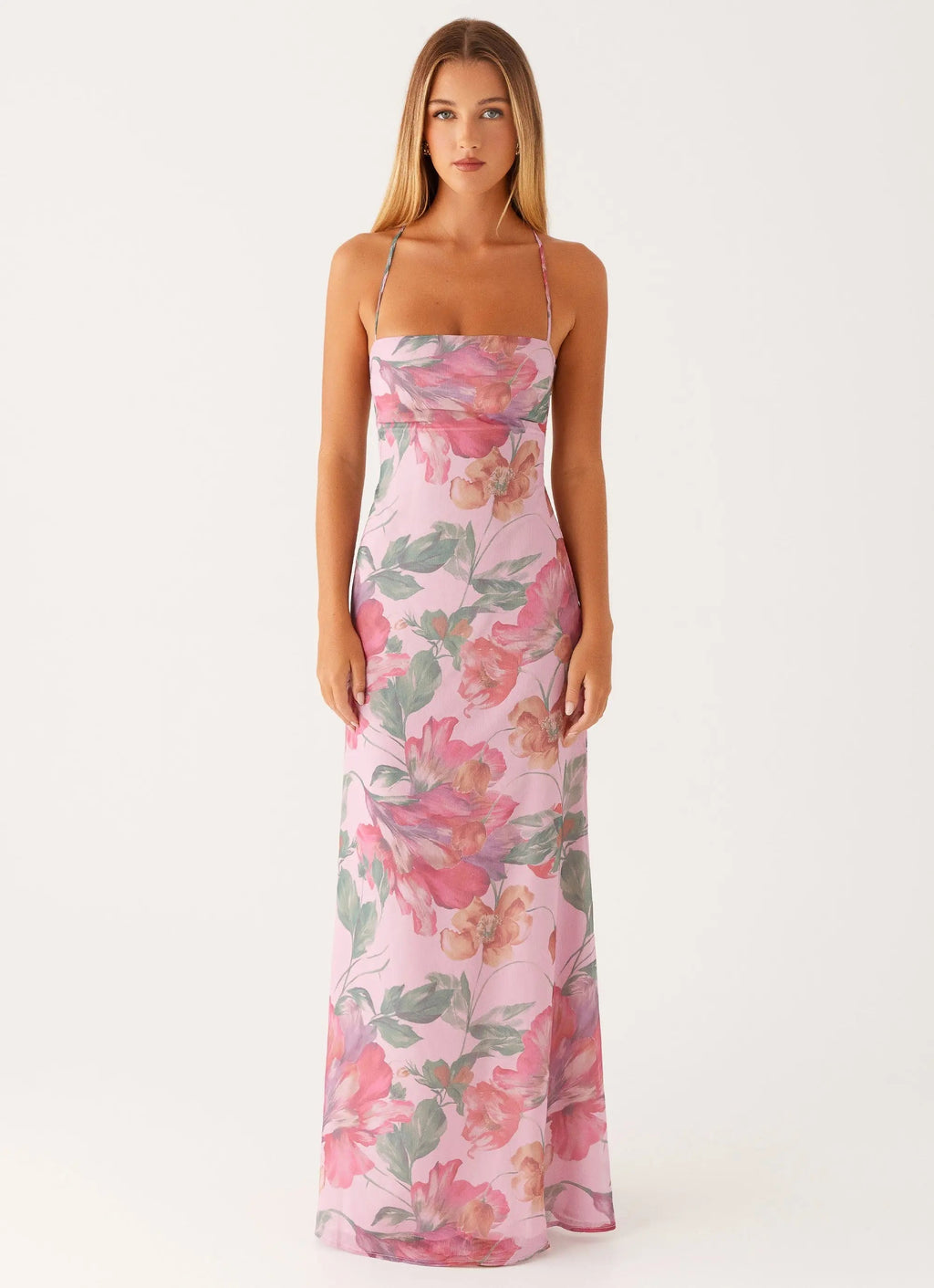 Women's Peggy Collection | Maxi Dress with Square Neckline & Criss-Cross Straps | Elegant Floral Design for Timeless Sty 2