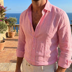 Percy Collection | Men's Linen Shirt with Breathable Fabric | Relaxed Fit for Comfortable Spring and Summer Layering