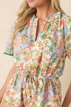 Women's Piece of My Heart Ivory Multi Floral Paisley Cotton Mini Dress | 100% Cotton 2