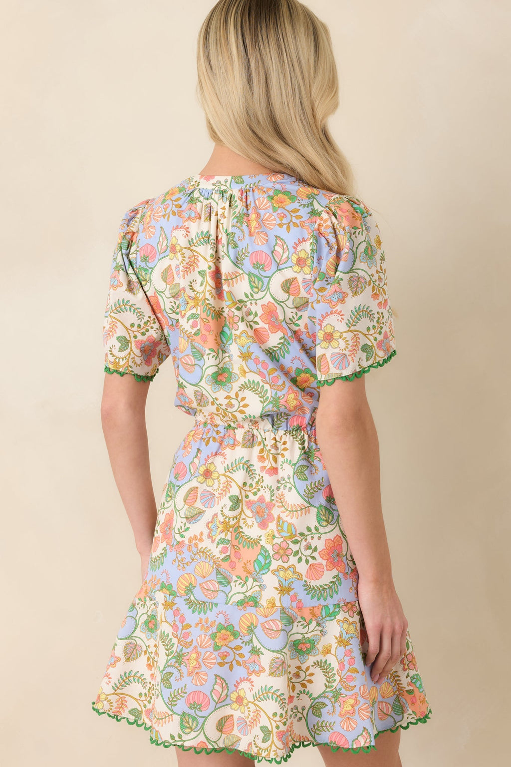 Women's Piece of My Heart Ivory Multi Floral Paisley Cotton Mini Dress | 100% Cotton 6